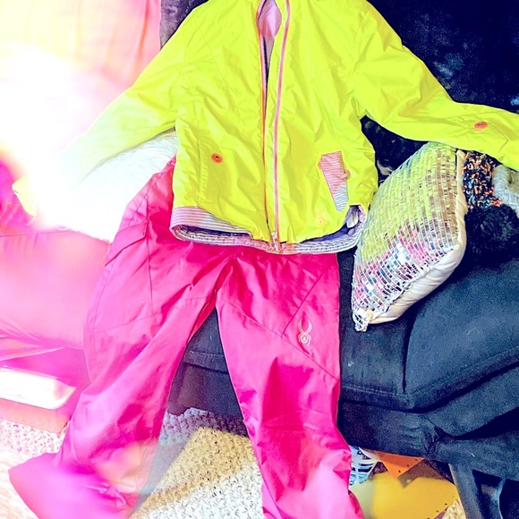 Kids Spyder Chartreuse Jacket size 12 - Picture 6 of 9